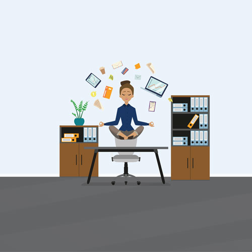 Zen Girl in Office