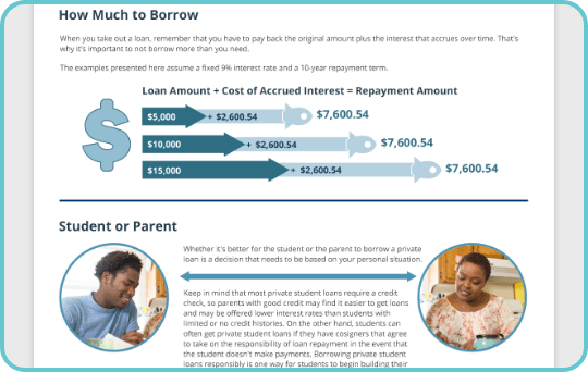 User experience screen showing how much to borrow with chart on interest rate